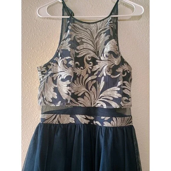 Teeze Me Size 11/12 Women's Silver And Blue Prom Dress - Picture 10 of 13